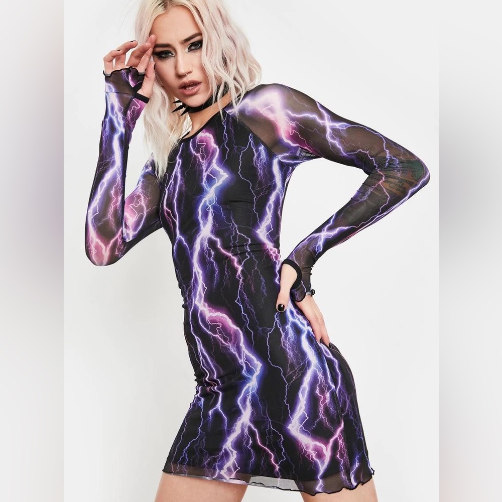 COPY - Dolls Kill Current Mood Wrath of God Mesh Dress
